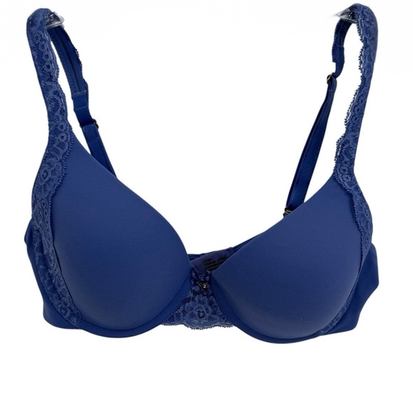 Soma Embraceable Demi Lace Trim Women's Purple Bra Size 34C Underwire Back Close - Picture 1 of 7